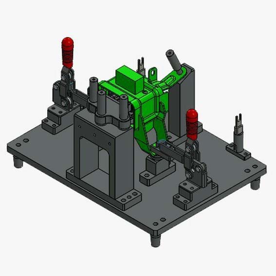 Thiết kế 3D jig đồ gá cơ khí chính xác với kẹp định vị và bệ gá bằng nhôm – Ritech Solutions